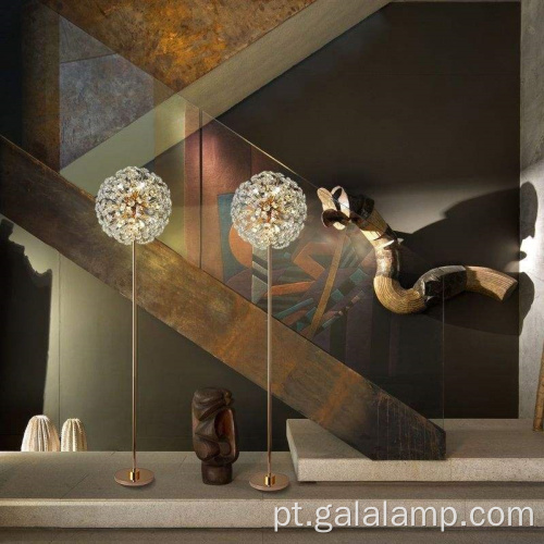 Candeeiro de pé de cristal dente-de-leão moderno